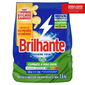 Kit c/ 08 und - Lava-Roupas em Pó Brilhante Roupas Brancas e Coloridas Higiene Total 1.6KG