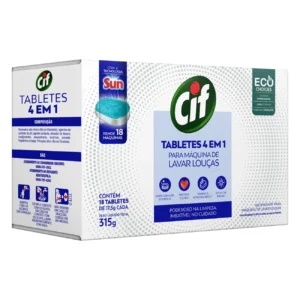 Kit c/06 und - Detergente Tablete 4 em 1 Cif Para Máquina de Lavar Louças 18 unidades