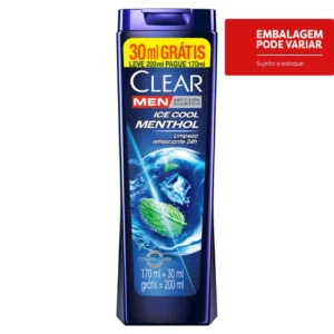 Kit c/ 06 und - Shampoo Anticaspa Ice Cool Menthol Clear Men Frasco Leve 200ml Pague 170ml