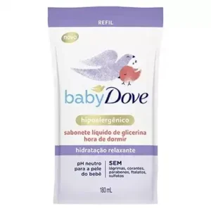 Kit c/10 und - Sabonete Líquido de Glicerina Hidratação Relaxante Dove Baby Hora de Dormir Sachê 180ml Refil