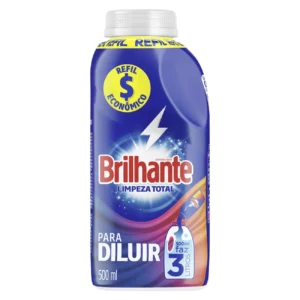 Kit c/ 06 und - Lava Roupas Líquido Brilhante Limpeza Total Frasco 500ml Refil