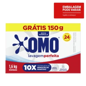 Kit c/09 und - Lava-Roupas Pó Omo Lavagem Perfeita Caixa 1,6kg Grátis 150g