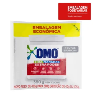 Kit c/04 und - Tira-Manchas Pó Roupas Brancas Omo Pacote 380g Refil Embalagem Econômica